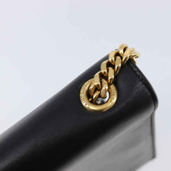 Saint Laurent Chain Kate Shoulder Bag Leather Black Gold Auth 213936M