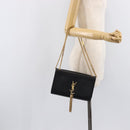 Saint Laurent Chain Kate Shoulder Bag Leather Black Gold Auth 213936M-27