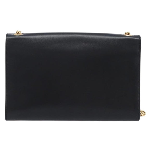 Saint Laurent Chain Kate Shoulder Bag Leather Black Gold Auth 213936M
