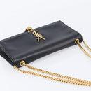 Saint Laurent Chain Kate Shoulder Bag Leather Black Gold Auth 213936M-6