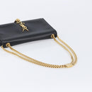 Saint Laurent Chain Kate Shoulder Bag Leather Black Gold Auth 213936M-7