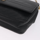 CHANEL Bias Stitch Chain Shoulder Bag Lamb Skin Black Gold CC Auth 213945A-10