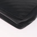 CHANEL Bias Stitch Chain Shoulder Bag Lamb Skin Black Gold CC Auth 213945A-12