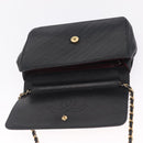 CHANEL Bias Stitch Chain Shoulder Bag Lamb Skin Black Gold CC Auth 213945A-14