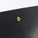 CHANEL Bias Stitch Chain Shoulder Bag Lamb Skin Black Gold CC Auth 213945A-15