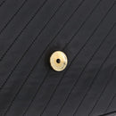 CHANEL Bias Stitch Chain Shoulder Bag Lamb Skin Black Gold CC Auth 213945A-16