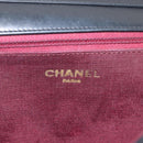 CHANEL Bias Stitch Chain Shoulder Bag Lamb Skin Black Gold CC Auth 213945A-17