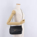 CHANEL Bias Stitch Chain Shoulder Bag Lamb Skin Black Gold CC Auth 213945A-23