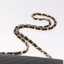 CHANEL Bias Stitch Chain Shoulder Bag Lamb Skin Black Gold CC Auth 213945A-7