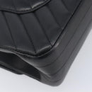CHANEL Chevron V Stitch Chain Bag Lamb Skin Black Gold CC Auth 213946SAM-13