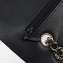 CHANEL Chevron V Stitch Chain Bag Lamb Skin Black Gold CC Auth 213946SAM-18