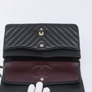 CHANEL Chevron V Stitch Chain Bag Lamb Skin Black Gold CC Auth 213946SAM-20