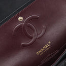 CHANEL Chevron V Stitch Chain Bag Lamb Skin Black Gold CC Auth 213946SAM-21