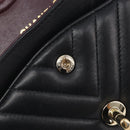 CHANEL Chevron V Stitch Chain Bag Lamb Skin Black Gold CC Auth 213946SAM-22