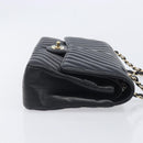 CHANEL Chevron V Stitch Chain Bag Lamb Skin Black Gold CC Auth 213946SAM-4