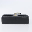 CHANEL Chevron V Stitch Chain Bag Lamb Skin Black Gold CC Auth 213946SAM-9