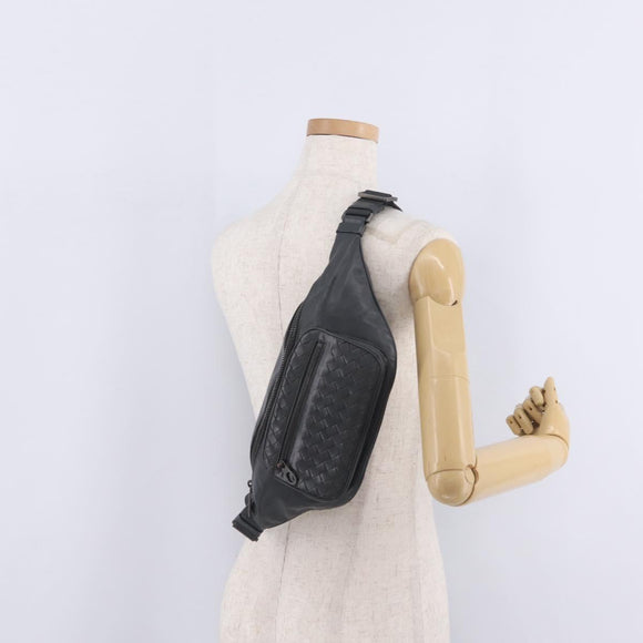 Bottega Veneta INTRECCIATO Body Bag Leather Gray Auth 213950V