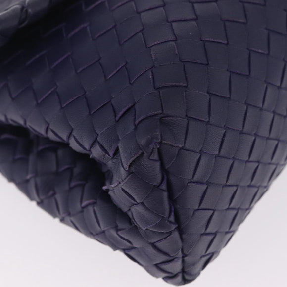 Bottega Veneta INTRECCIATO Chain Shoulder Bag Leather Purple Silver Auth 213952V