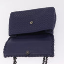 Bottega Veneta INTRECCIATO Chain Shoulder Bag Leather Purple Silver Auth 213952V-14
