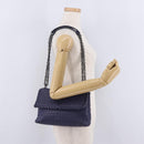 Bottega Veneta INTRECCIATO Chain Shoulder Bag Leather Purple Silver Auth 213952V-27