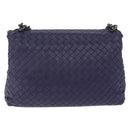 Bottega Veneta INTRECCIATO Chain Shoulder Bag Leather Purple Silver Auth 213952V-3