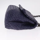 Bottega Veneta INTRECCIATO Chain Shoulder Bag Leather Purple Silver Auth 213952V-4
