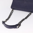 Bottega Veneta INTRECCIATO Chain Shoulder Bag Leather Purple Silver Auth 213952V-7