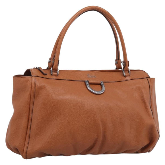 GUCCI Abbey Tote Bag Leather Brown Silver 341491 Auth 213957V
