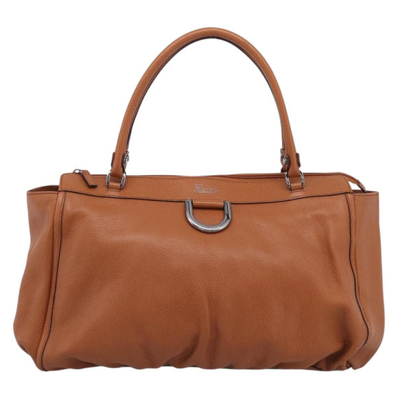 GUCCI Abbey Tote Bag Leather Brown Silver 341491 Auth 213957V