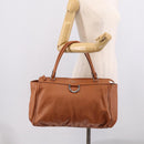 GUCCI Abbey Tote Bag Leather Brown Silver 341491 Auth 213957V-23