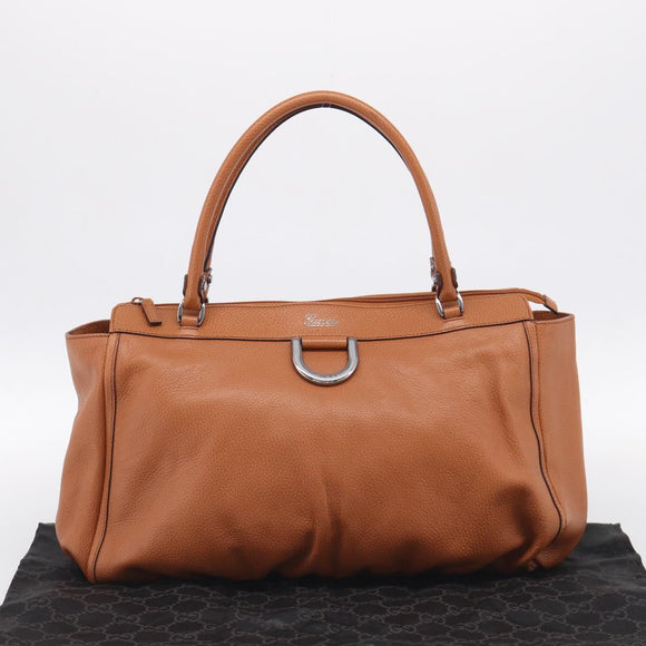 GUCCI Abbey Tote Bag Leather Brown Silver 341491 Auth 213957V