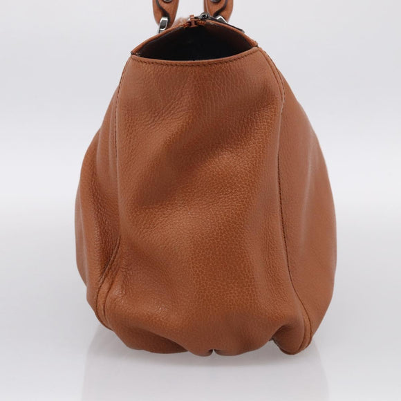 GUCCI Abbey Tote Bag Leather Brown Silver 341491 Auth 213957V