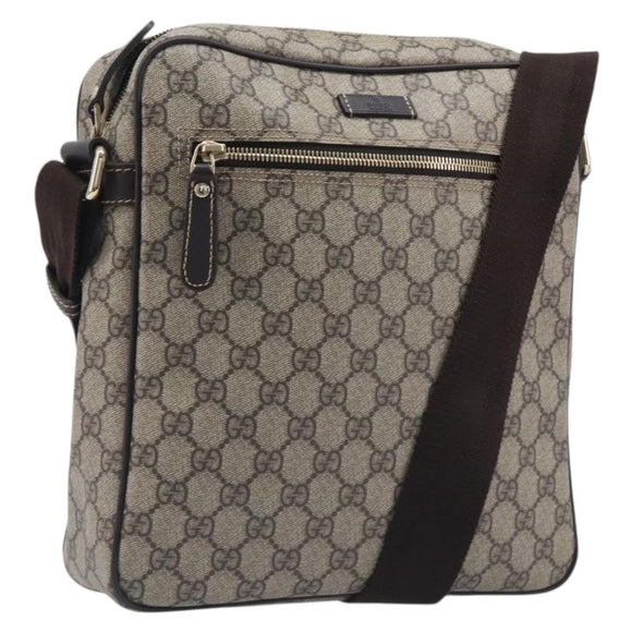 GUCCI GG Supreme Shoulder Bag PVC Beige Gold 201448 Auth 213958V