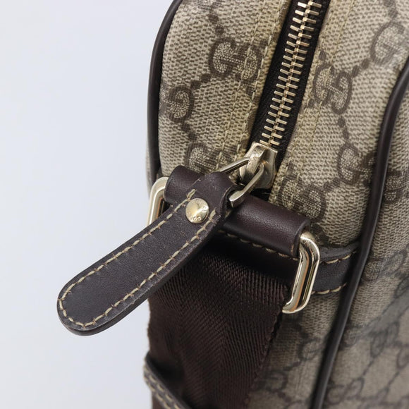 GUCCI GG Supreme Shoulder Bag PVC Beige Gold 201448 Auth 213958V