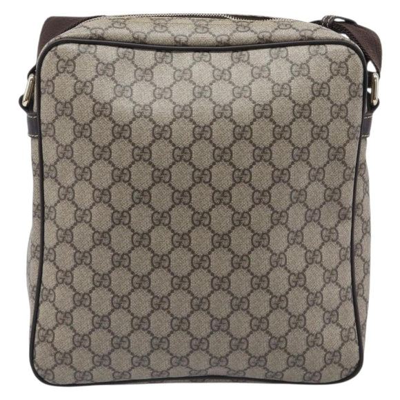 GUCCI GG Supreme Shoulder Bag PVC Beige Gold 201448 Auth 213958V