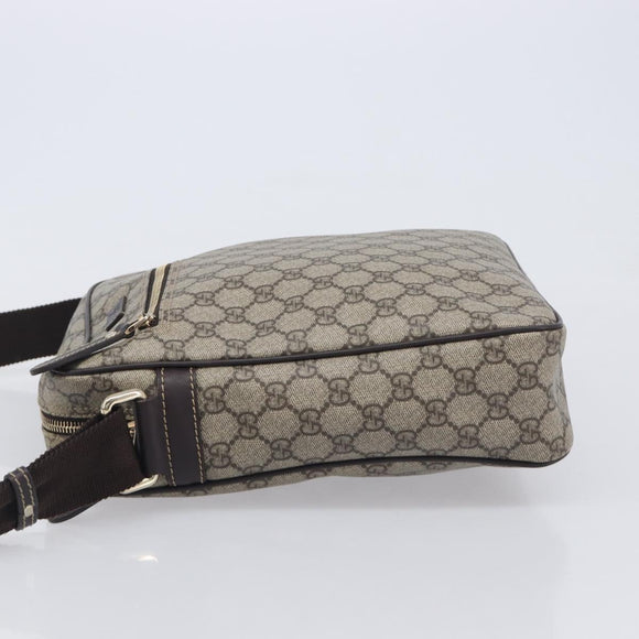 GUCCI GG Supreme Shoulder Bag PVC Beige Gold 201448 Auth 213958V