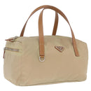 PRADA Hand Bag Nylon Beige Silver Auth 213961A-1