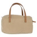 PRADA Hand Bag Nylon Beige Silver Auth 213961A-3