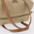 PRADA Hand Bag Nylon Beige Silver Auth 213961A-7