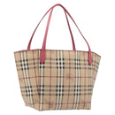 BURBERRY Nova Check Tote Bag PVC Beige Gold Auth 213963V-1