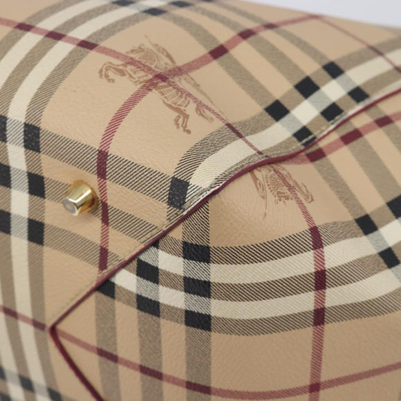 BURBERRY Nova Check Tote Bag PVC Beige Gold Auth 213963V