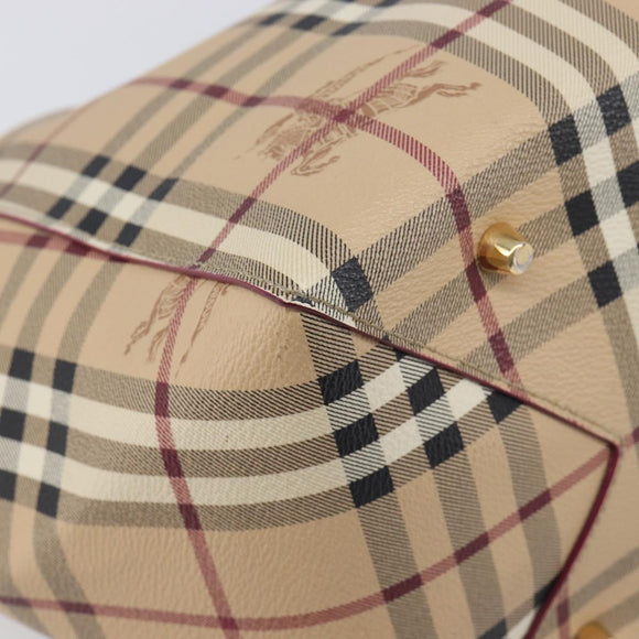 BURBERRY Nova Check Tote Bag PVC Beige Gold Auth 213963V