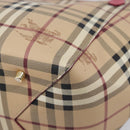 BURBERRY Nova Check Tote Bag PVC Beige Gold Auth 213963V-12