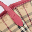 BURBERRY Nova Check Tote Bag PVC Beige Gold Auth 213963V-14