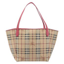 BURBERRY Nova Check Tote Bag PVC Beige Gold Auth 213963V-2
