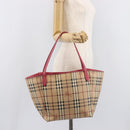 BURBERRY Nova Check Tote Bag PVC Beige Gold Auth 213963V-23