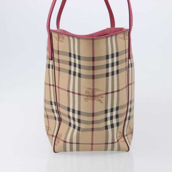 BURBERRY Nova Check Tote Bag PVC Beige Gold Auth 213963V