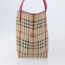 BURBERRY Nova Check Tote Bag PVC Beige Gold Auth 213963V-5