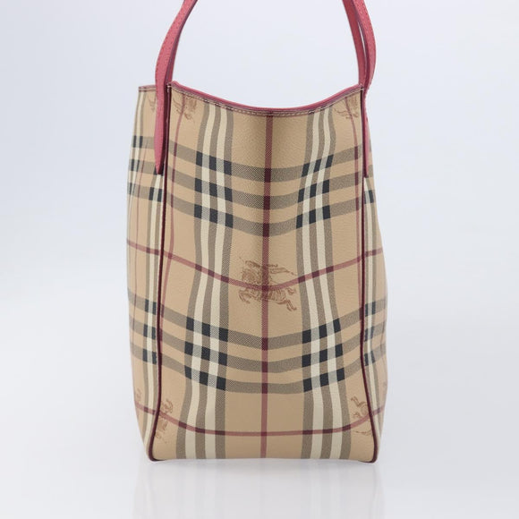 BURBERRY Nova Check Tote Bag PVC Beige Gold Auth 213963V