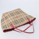 BURBERRY Nova Check Tote Bag PVC Beige Gold Auth 213963V-6